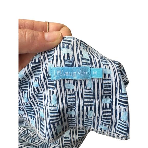 J. McLaughlin Catalina Blue/White Terrace Print Miley Snap Sleeve Dress - M - Picture 7 of 9